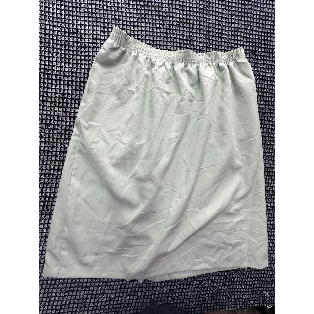 BonWorth Skirt Womens XL Petite Sage Green Elastic Waist Midi Straight